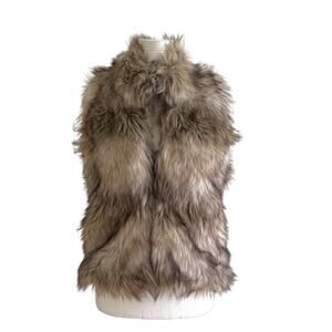 Ci Sono by Cavalini Womens Faux Fur Vest Brown Cream Tan Size Small